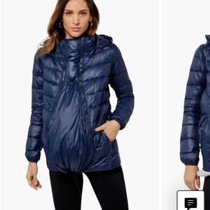 Modern Eternity Dark Blue Maternity Puffer Coat (adjustable)